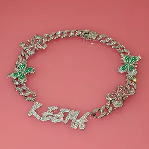 Pendentif lettre diamant avec chaîne Collier à breloques éblouissantes de luxe - Product Image 5