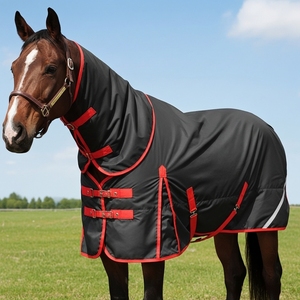 Drap anti-mouches pour chevaux avec couvre-cou Logo personnalisé Tapis de cheval léger Imperméable Respirant Couverture d'écurie d'hiver Couverture d'équitation - Product Image 1