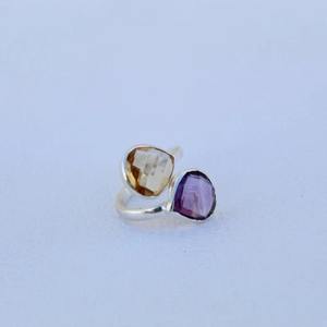 92.5 Silver <b>Amethyst</b> Citrine Gemstone <b>Ring</b> Women gift for her - Product Image 3