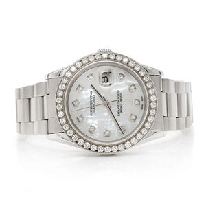 Montre de luxe en moissanite avec cadran en verre, bracelet en acier inoxydable et en or blanc/or jaune, mouvement ETA - Product Image 1