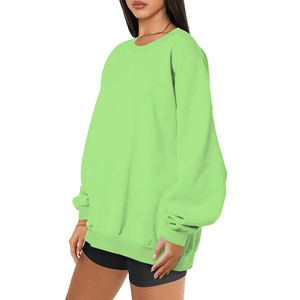 Sweat-shirt pour femme en maille longue et légère, surdimensionné, avec un tissu en molleton de coton doux et respirant, décontracté et ample à l'avant - Product Image 5