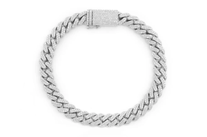 Hip Hop Moissanite Sterling Silver <b>Gold</b> Plated Cuban Link Bracelet Unique Customized Handmade Diamond Bracelet For Men And Women - Product Image 2