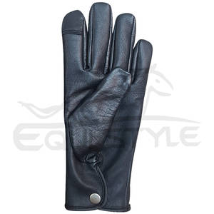 Gants d'hiver unisexes en cuir de mouton avec doublure douce Gants d'hiver noirs à la mode pour hommes, fournisseur OEM - Product Image 3