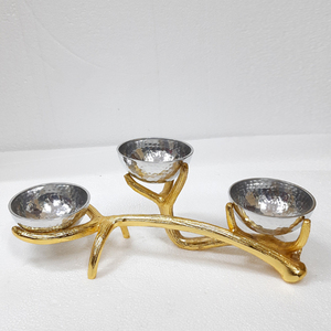 Texture martelée aluminium métal forme unique bol plaqué or gratuit bol décoratif pour la maison de style fantaisie moderne - Product Image 1