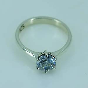 Navya <b>Craft</b> 925 Solid Sterling Silver Blue Topaz Round Handmade Women's <b>Ring</b> Sizes 4-13 for Christmas Anniversary Birthday - Product Image 1