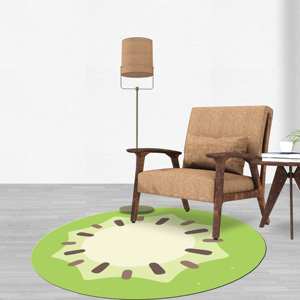 Tapis Kiwi Slice : Tapis d'appoint moderne vert, imprimé en 3D, avec poils doux - Product Image 1