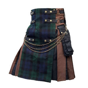 Kilt Escocés Híbrido para Hombre, Tartán Black Watch, Delantal Frontal, Cadena Antigua, Kilt Utilitario Gótico Moderno 2026 - Product Image 3