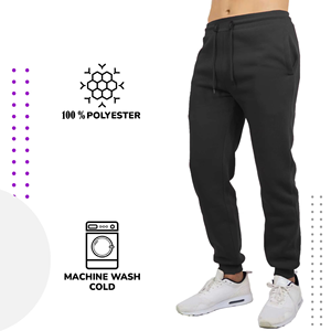 Lot de 3 pantalons de jogging décontractés pour hommes en coton écologique, taille mi-haute, coupe droite ajustée, avec braguette zippée, poches, légers, pour le printemps - Product Image 2