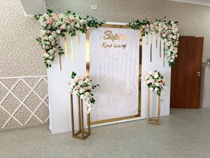 New Arrival Gold Stainless Steel White Acrylic Wall Panels <strong>Wedding</strong> Centerpieces Acrylic <strong>Wedding</strong> <strong>Backdrop</strong> <strong>Stand</strong> for Event - Product Image 5