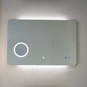 100x70 LED Mirror with Magnifying Lens and <b>Digital</b> Touch System <b>Clock</b> - Product Image 2