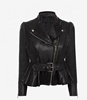Ladies Leather Biker Jacket Black - Product Image 3