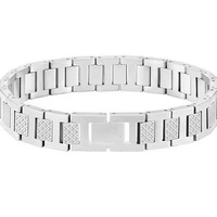 Bracelet à maillons géométriques en acier inoxydable plaqué or et argent, certifié par une tierce partie, tendance unisexe, modèle unique
