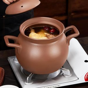 Casserole en argile rouge Zisha non émaillée 2,4 QT en terre cuite naturelle avec couvercle pour la cuisson du riz, du hot pot et du dolsot - Product Image 6