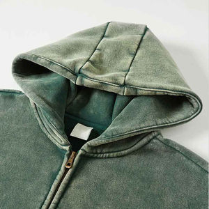 Zipper Acid Wash Hoodies Hommes Street Wear Hoodies 100% Coton Flees Logo en gros sur le devant Dernière conception Pakistan Made - Product Image 4