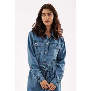 Vestido camisero MIDI de mezclilla para mujer - Product Image 1