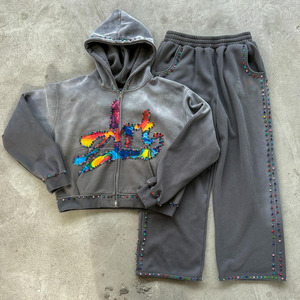 Combinaisons de survêtement respirantes Ensemble de pantalons de survêtement et de sweats à capuche Baggy Streetwear lourd Survêtements de haute qualité pour hommes à prix de gros - Product Image 1