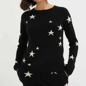 Conjunto de pantalones de dos piezas Ropa de estrellas para mujer Chándal de Cachemira para mujer con Sudadera con capucha de Cachemira - Product Image 2