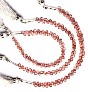 Pierre précieuse Quartz fraise naturelle à facettes en forme de coeur brin perlé rose pour la fabrication de bijoux perles de pierre - Product Image 3