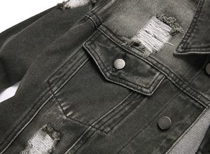 Nouvelle veste en jean en coton imprimé à la mode fabriquée en usine, veste vintage durable pour hommes - Product Image 6