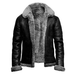 Veste en cuir de mouton Sherpa pour homme sur mesure, résistante, de haute qualité, vêtements décontractés d'hiver avec décoration en fourrure - Product Image 2