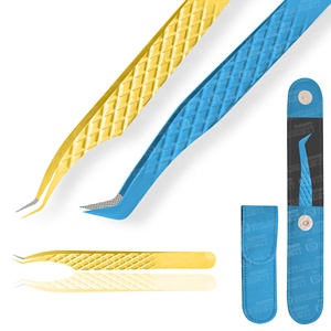 Pinces à extensions de cils en acier inoxydable de haute précision, couleur rouge et noir, toutes les couleurs disponibles, légères - Product Image 5