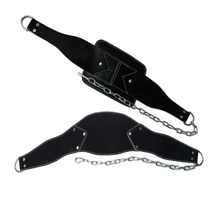 เข็มขัดหนังยกน้ำหนักออกกำลังกายยิมพร้อมโลโก้ปรับแต่งได้และโซ่เหล็ก - Product Image 3