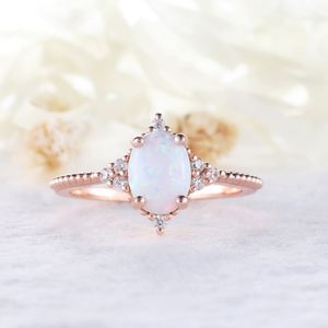 Fantastique opale éthiopienne pierres précieuses luxe nouveau Design or massif bagues fines avec bague en diamants véritables - Product Image 2