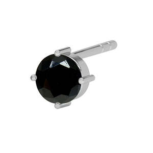 NOVAMART Fine 925 Sterling <b>Silver</b> Men's Earring Black <b>Stud</b> with Water Drop Shape & Princess Cut Diamond 14K Gold Gift for Men Bo - Product Image 1