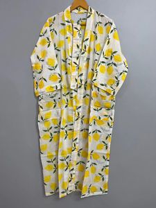 Jaipuri ชุดคลุมชายหาดและเสื้อคลุมอาบน้ำแบบลำลองพิมพ์ลายชุดกิโมโนขนาดฟรีไซส์ลายบล็อคมะม่วง - Product Image 6