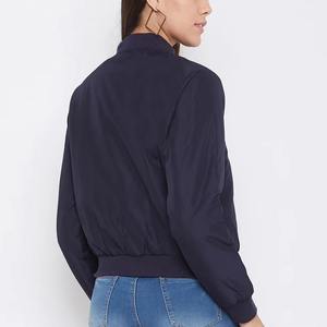 Chaquetas de Piloto para Mujer, Diseño Más Reciente de 2025, Color Azul Marino, 100% Poliéster, Cuello Alto, Cierre de Cremallera, Estilo Holgado - Product Image 4