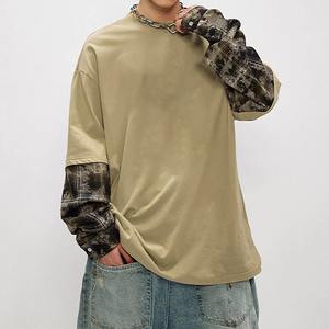 Camisetas transpirables de manga doble de talla grande para hombre de alta calidad, Impresión de logotipo personalizado, ajuste cómodo de algodón 100% - Product Image 5