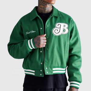 2025 gros hommes varsité veste en cuir véritable manches et laine col rabattu Letterman attirail sergé broderie Streetwear - Product Image 1