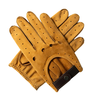 Guantes de Conducción Triton de Cuero, Hechos a Mano, Color Marrón Tostado, Cierre de Broche Cobrax, Perforados, Piel de Cordero Premium, Elásticos, Unisex, para Ciclismo y Actividades al Aire Libre