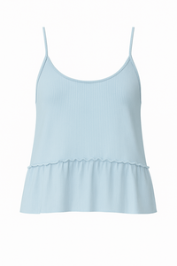 Top de Tirantes Finos de Punto Acanalado Suave con Volantes, Estilo Babydoll para Mujer, Ropa de Dormir/Descanso Transpirable y Elegante, Directo de Fábrica - Product Image 6