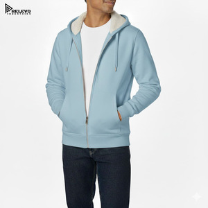 Nouvelle tenue d'hiver élégante et de haute qualité en coton respirant à manches longues avec fermeture éclair intégrale et capuche pour homme, 2 pièces à prix réduit - Product Image 6