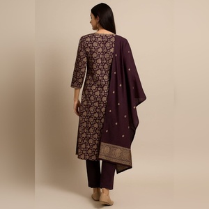 Designer roman discharge kurti set with exquisite handwork <b>details</b> and jacquard dupatta using premium fabric luxury boutique - Product Image 5