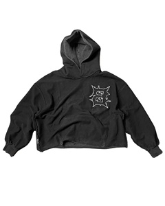 Oversized Zip up Custom Wholesale Cropped Distressed <b>Applique</b> Embroidered Hoodie <b>Applique</b> Distressed Pullover Patch Hoodie - Product Image 5