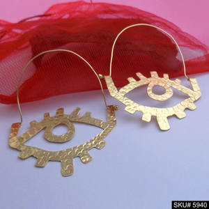 Impresionantes pendientes de aro de latón chapado en oro, grandes pendientes colgantes de estilo africano, joyería de regalo de moda de estilo Vintage - Product Image 1