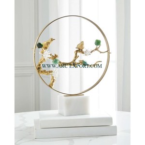 Set of 3 Decorative Sculpture With Marble Base Different Shape Creative Art HandmadeGold Color Object Top Quality Sculpture - Product Image 6