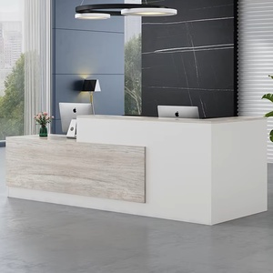 Mostrador de Recepción Moderno con Superficie Sólida Brillante Personalizada, Mostrador de Bienvenida de Alta Gama para Supermercado o Escuela - Product Image 1