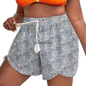 2026 Spring Summer Girls Pure Cotton Printing Elastic Waist Rope Drawstring Waist Wrap Shorts Floral Home Wear <b>Pants</b> Women's - Product Image 3
