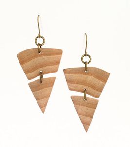 Superventas Simple Retro Clip-On Pendientes Contraste Diseño geométrico de madera con borla exagerada Accesorios largos de madera para las orejas - Product Image 2