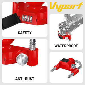 Candado de Combinación de 4 Dígitos Vypart para Remolque, Grillete de Acero Resistente en Rojo, Compatible con Trinquete y Candados - Product Image 6