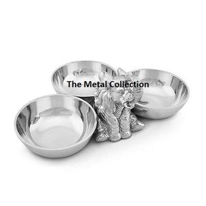 Ensemble de 3 bols élégants pour la maison, ustensiles de cuisine, hôtel finition argent métal élégant en forme d'éléphant, noix ensemble de bols de service - Product Image 2