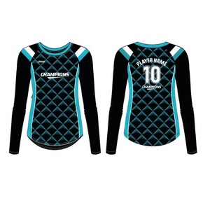 Meilleure vente T-shirt de volley-ball à manches longues imprimé par sublimation de qualité de luxe pour les femmes uniforme en polyester respirant - Product Image 2