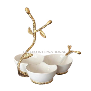 ชุดชามตกแต่งทำมือ3ใบทำจากโลหะสแตนเลสดีไซน์รูปดอกไม้ขัดเงา - Product Image 2