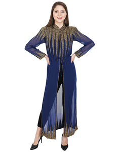 Abaya Modesta Abierta, Vestido Maxi Informal para Mujer, Blusa de Poliéster al por Mayor, Abrigo Musulmán, Farasha de Georgette, Poncho/Chal/Kaftán de Talla Grande - Product Image 5