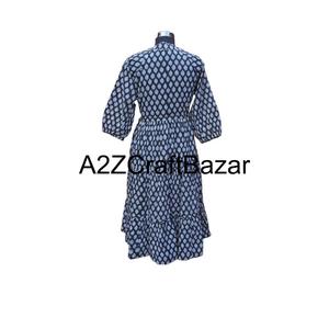 Robe midi décontractée pour femmes, 100 % coton pur, motif floral Himanshi, tissu respirant, coupe ample, vêtements d'été écologiques - Product Image 6