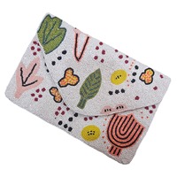 Handgefertigte Perlen-Boho-Umhängetasche für Damen Anpassbare Abstrakte Natur-Motive Ketten Stickerei Reißverschluss Umweltfreundlich Leicht Herbst