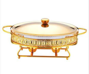 Plat de service de restauration unique avec couvercle pour la maison hôtel restaurant et ustensiles de cuisine décor de plat de service de couleur dorée - Product Image 4